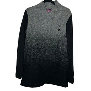 The Savile Row Co. Wool Ombre Sweater Jacket Women's Medium‎ Gray Black Winter
